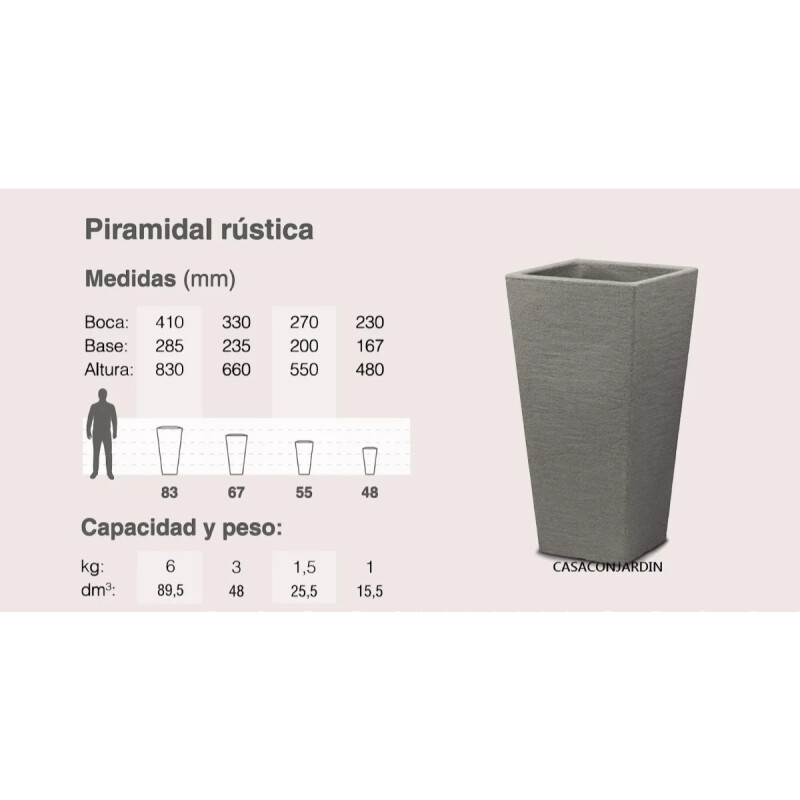 Maceta Plástico Piramidal 48 Taka Gris Grafito