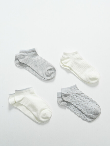 Pack x4 medias soquete Lurex Gris