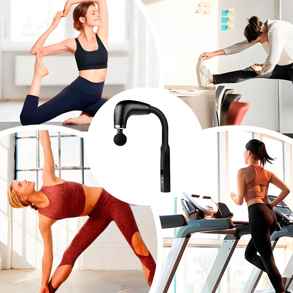 Masajeador Pistola De Masaje 9 Velocidades 4 Niveles USB Color Negro