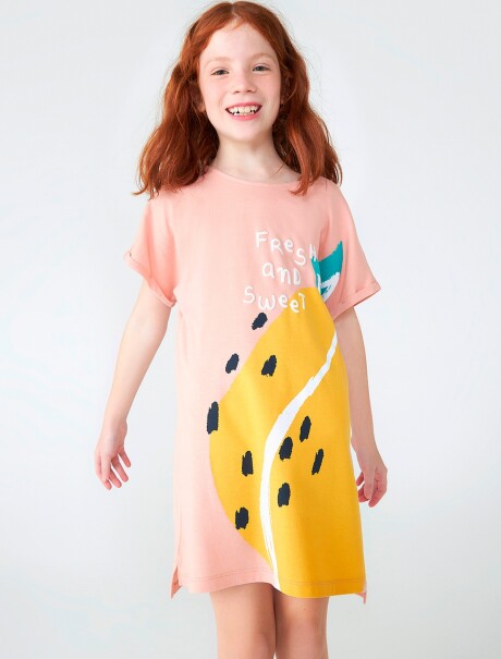 VESTIDO INFANTIL CON ESTAMPA ROSADO