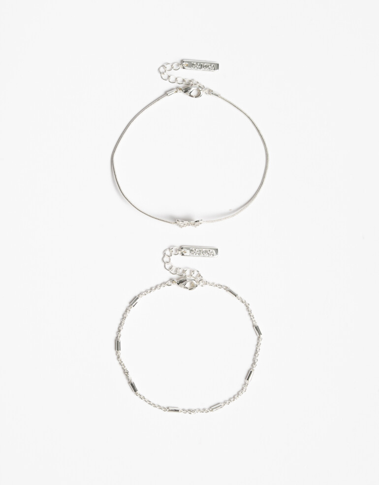 Pulseras Flexibles Sets Cubic zirconia Set De Pulseras Flexibles Bañado En Plata - Plateado