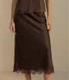 Falda Midi Satinada Chocolate