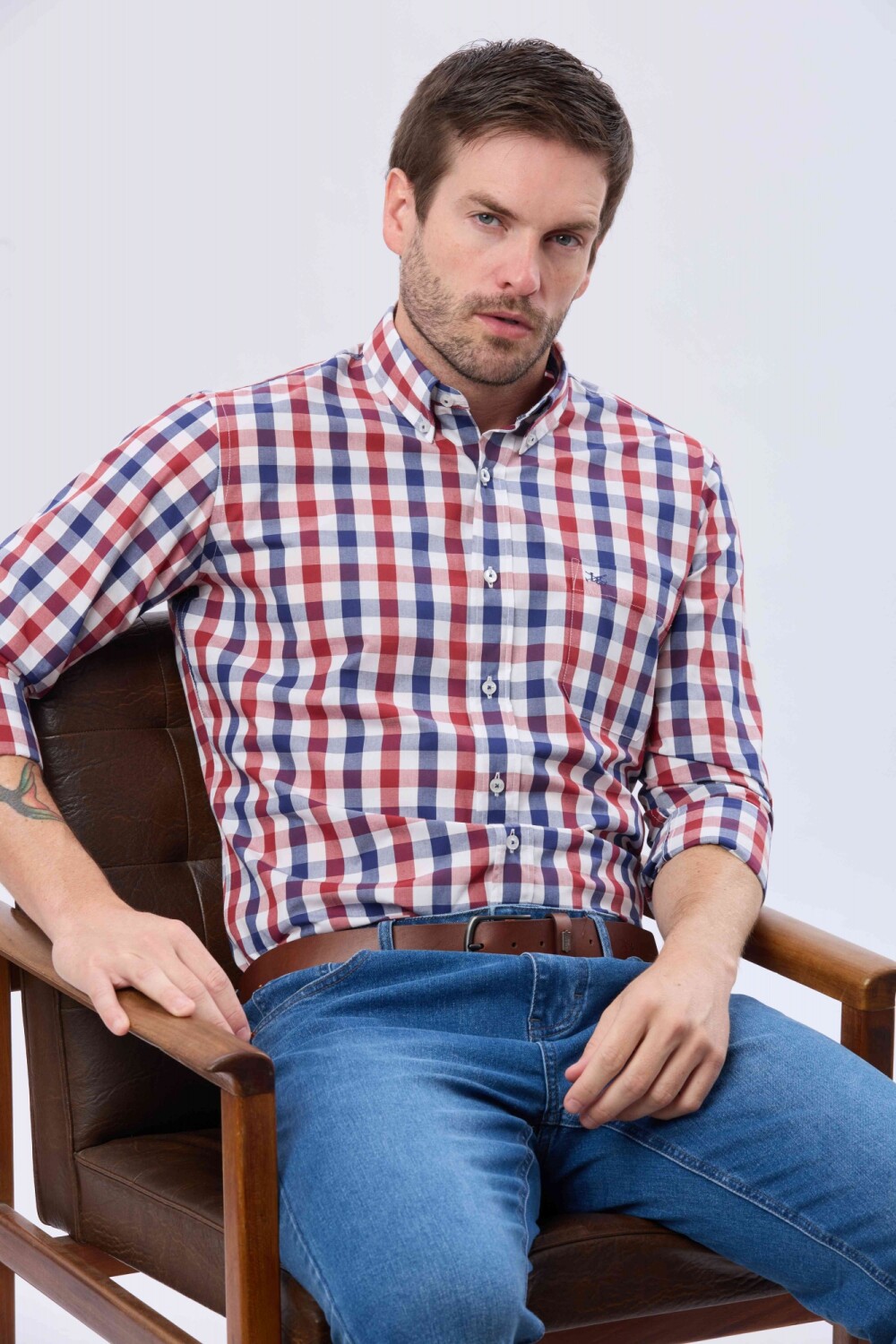 CAMISA SPORT A CUADROS Rojo