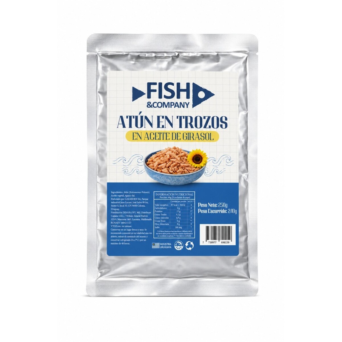 ATUN FISH COMPANY AL ACEITE POUCH X 250 GRS 