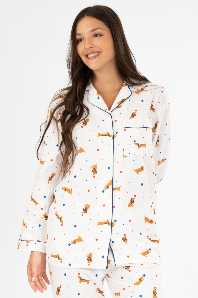 Pijama franela Marfil