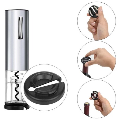 Kit Vino 4en1 Sacacorchos Eléctrico Recargable y Accesorios Plateado