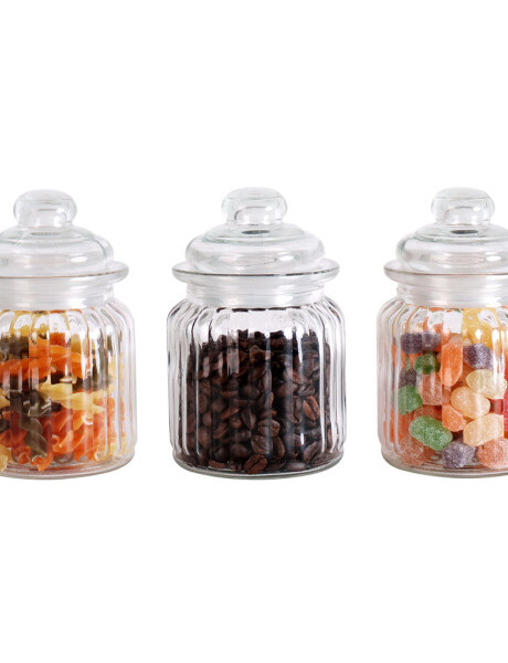 SET X3 RECIPIENTES D8xH12.5CM 300ML VIDRIO C/TAPA SET X3 RECIPIENTES D8xH12.5CM 300ML VIDRIO C/TAPA