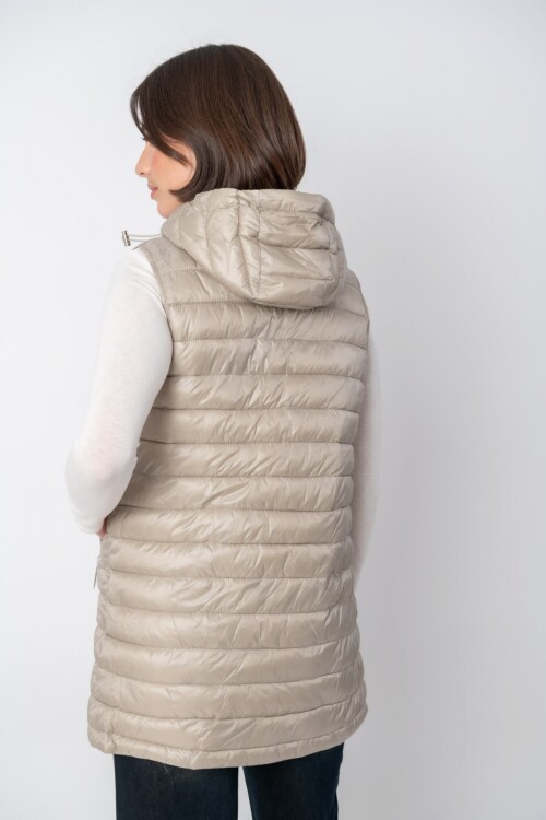 Chaleco con capucha Beige