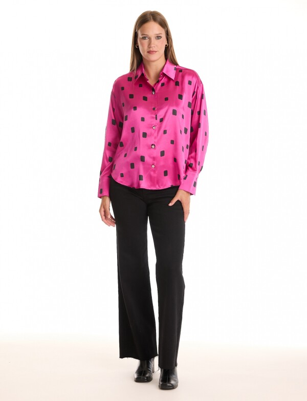 Camisa Seda Printed FUCSIA