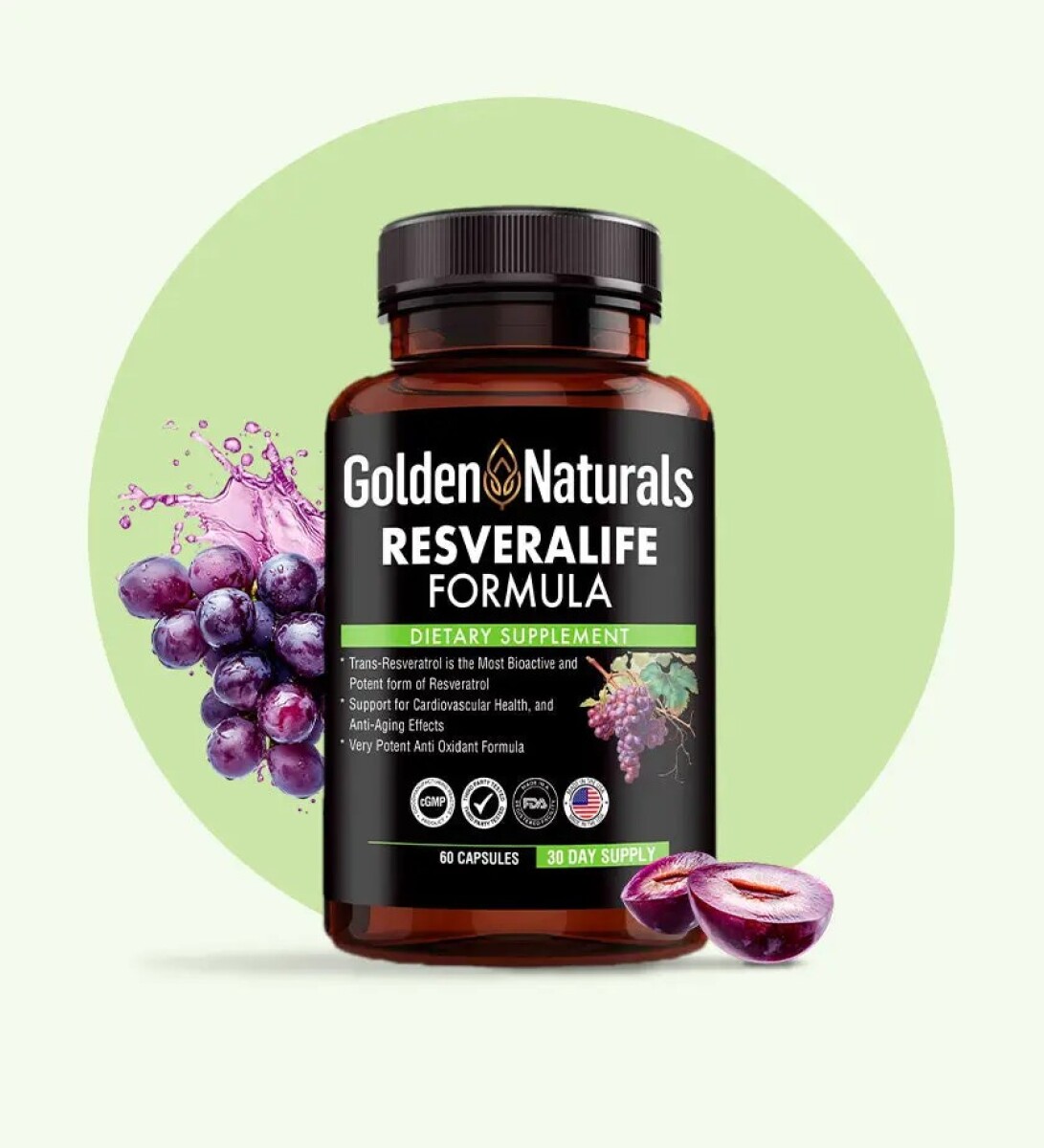 ResveraLife | Resveratrol Formula | 60 Cápsulas Golden Naturals 