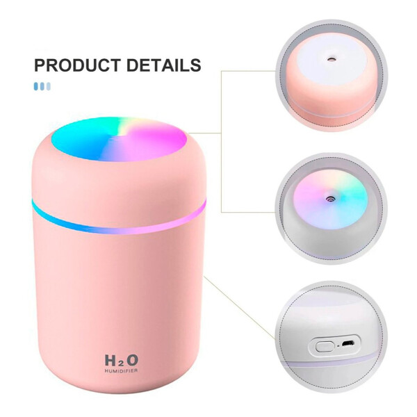 Difusor Aromatizador Vaporizador Humidificador Usb Led Variante Color Rosado