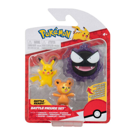 Battle set Pokémon Figuras de Acción Pikachu+Teddiursa+Gastly Battle set Pokémon Figuras de Acción Pikachu+Teddiursa+Gastly