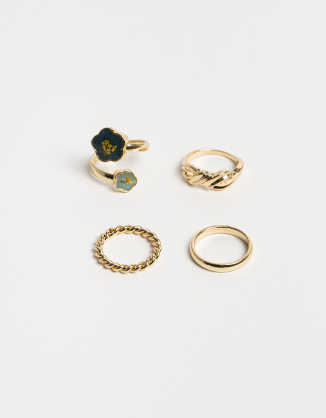 Sets Anillos Flores atrapadas Sets De Anillos - Dorado