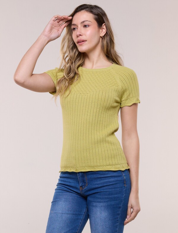 Blusa Tejido Calado VERDE CLARO