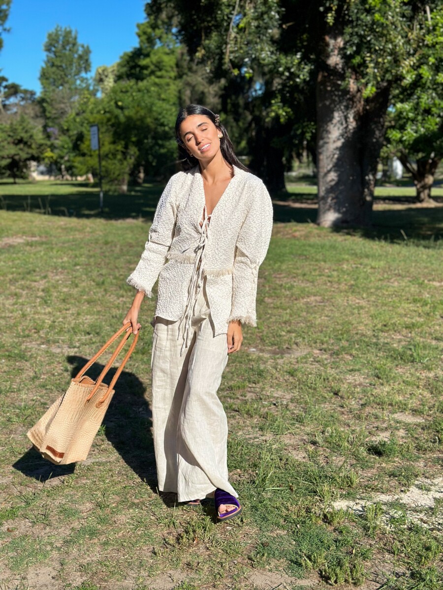 Long Smock Shirt Brocato - Crudo 