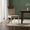Silla tapizada en tela beige, patas en color blanco - PRODUCTO CON PEQUEÑOS DETALLES. Silla tapizada en tela beige, patas en color blanco - PRODUCTO CON PEQUEÑOS DETALLES.