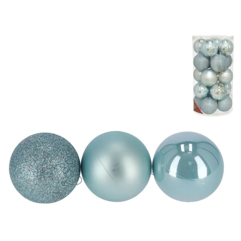 Esferas de Navidad Azul Motley 8 cm – Pack x20 GE BOLA NAVIDAD X20 BOTE MOTLEY AZUL 8CM
