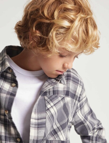 CAMISA DE FRANELA A CUADROS INFANTIL GRIS