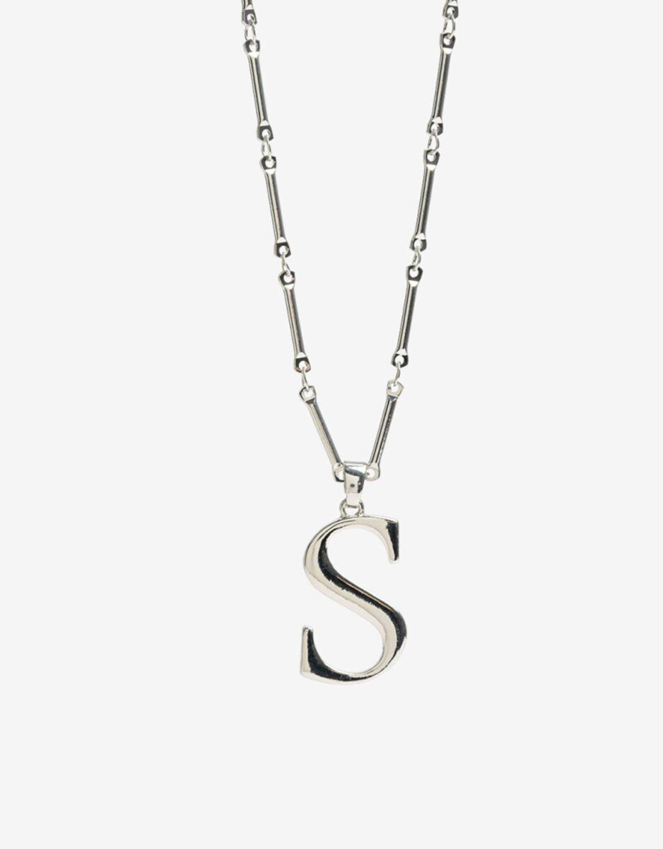 Collar Largo Inicial S - Plateado Rodio 