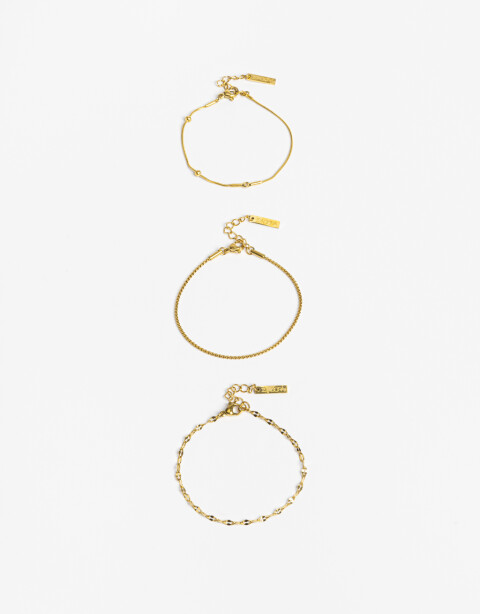 Pulseras Flexibles Sets Metal Set De Pulseras De Acero Combinadas - Dorado
