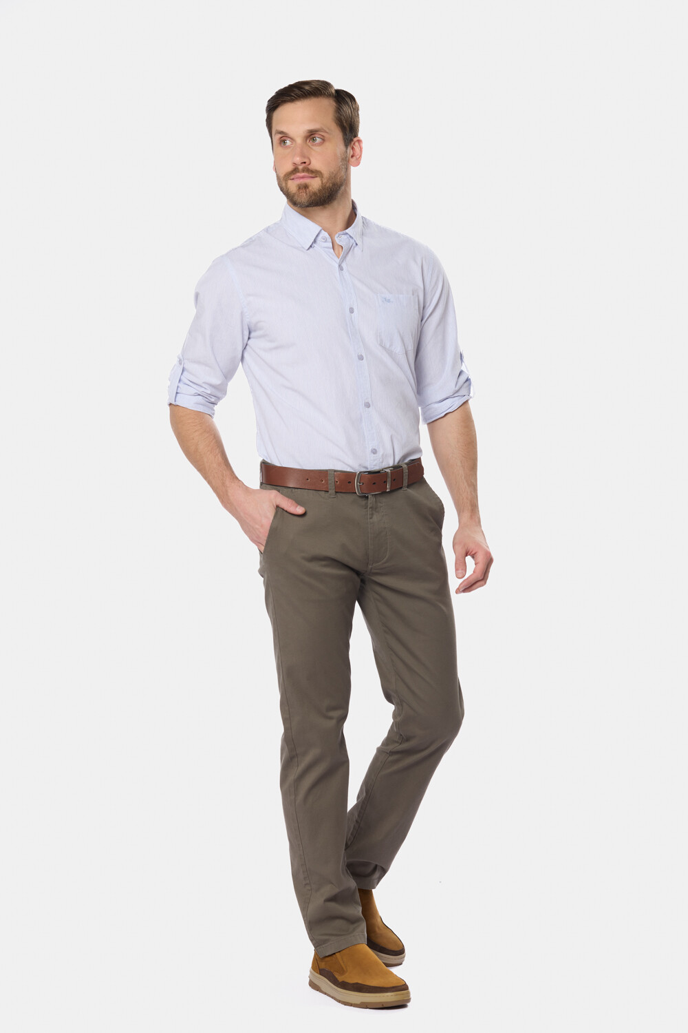 PANTALON CLÁSICO CON SPANDEX Verde