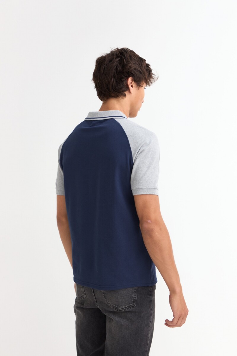 Remera polo manga corta combinada AZUL