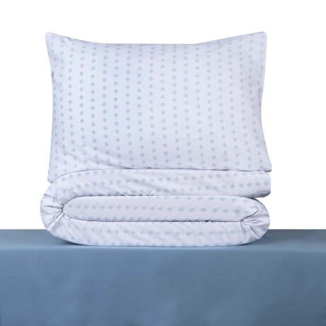 JUEGO SÁBANAS QUEEN ALGODON-Y-POLIESTER MULTICOLOR CORNFLOWER AZUL/BLANCO