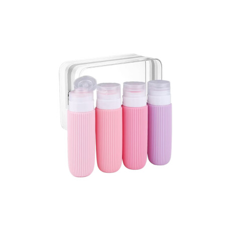 Set de 4 frasquitos de silicona para viaje Rosado