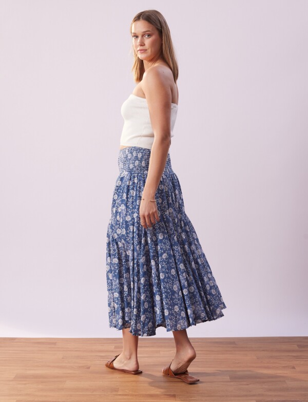 Falda Volados Flores AZUL/MULTI