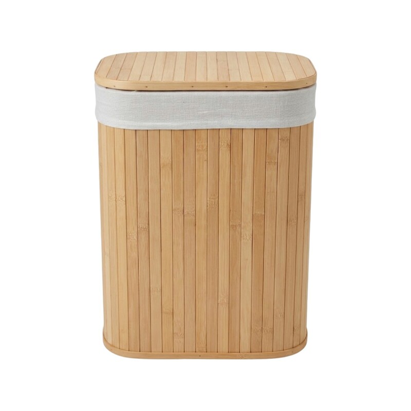 CESTA RECT BAMBU/TEJIDO C/TAPA 34X24X50CM Unica