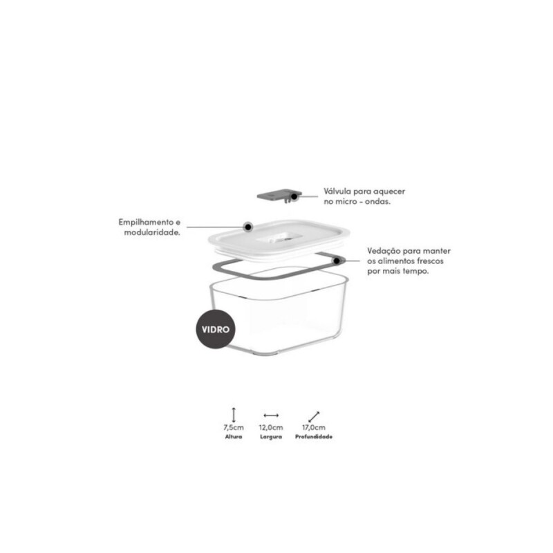 Tupper de vidrio hermético 725ML Blanco