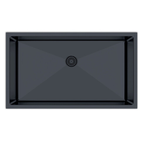 PILETA SIMPLE AC. INOX SS304 1.2MM C/DESAGUE Y VALVULA COLOR GUN METAL GRIS