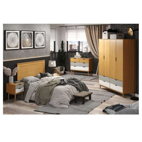 Comoda 4 Cajones Linea Nordica Roble/Gris claro/Blanco