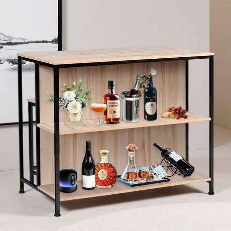 Isla De Cocina Madera Y Hierro 2 Butacas Universo Binario MARRON-CLARO