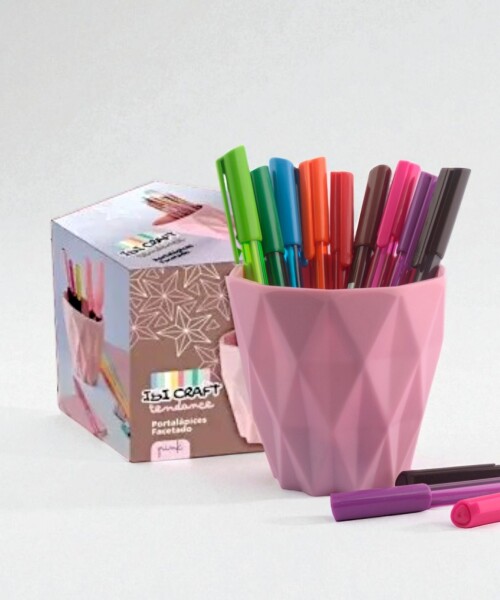 Portalápices plástico trama romboidal ibi craft tendance rosado Portalápices plástico trama romboidal ibi craft tendance rosado