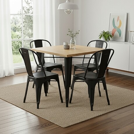 MESA TOLIX CUADRADA 70X70 Mesa De Comedor Cuadrada Tolix 70CM Negra