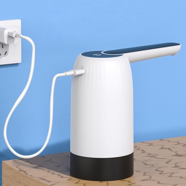 Dispensador Agua Bidon Bomba Eléctrica Automatica Recargable Variante Color Plateado Negro