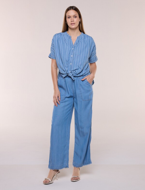 Blusa Lyocell Con Nudo AZUL