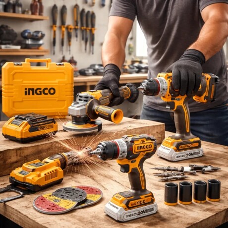 Kit Ingco a batería 3 herramientas + accesorios y valija Kit Ingco a batería 3 herramientas + accesorios y valija