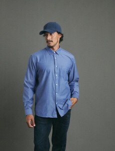 012625 CAMISA HARRINGTON LABEL Azul