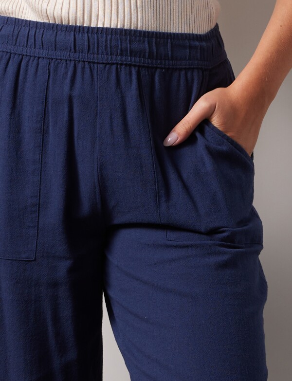 Pantalon Crop Det Botones AZUL
