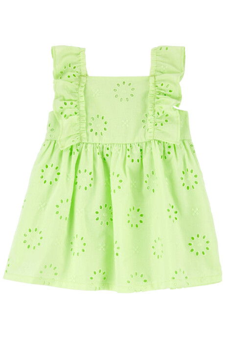 Vestido de algodón con volantes y ojales. Talles 0-24M Sin color