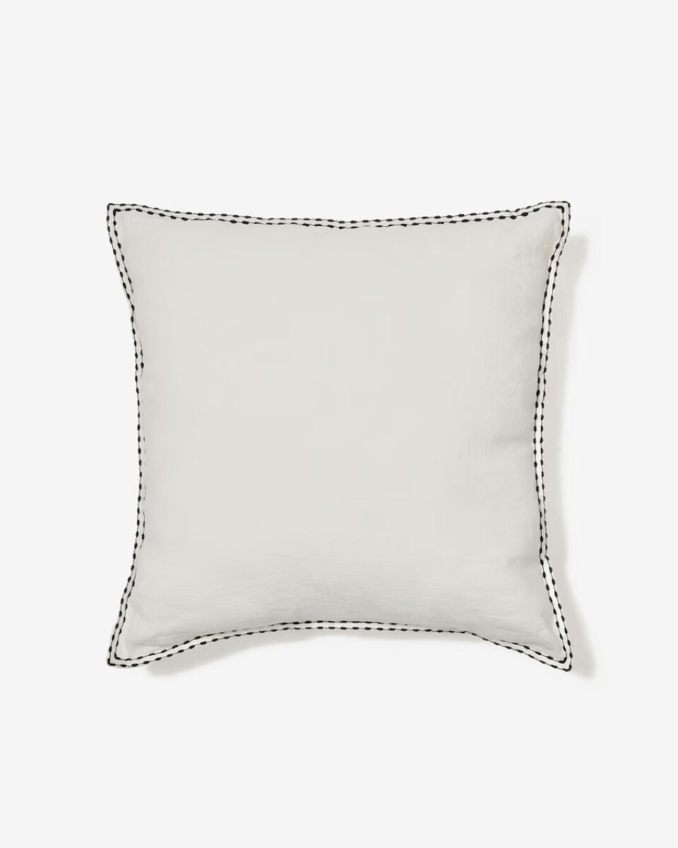 Almohadón Sinet de lino blanco con bordado negro - 45 x 45 cm 
