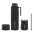 Set Termo de Acero Inoxidable Doble Capa con Tapa Pico Cebador de 1 litro Color Negro + Mate + Bombilla Set Termo de Acero Inoxidable Doble Capa con Tapa Pico Cebador de 1 litro Color Negro + Mate + Bombilla