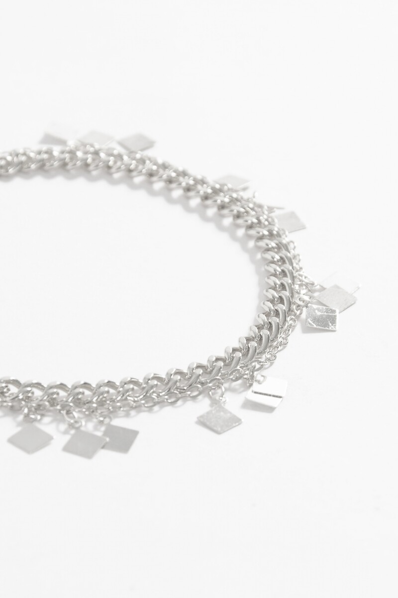 Tobillera cadena dijes plateado