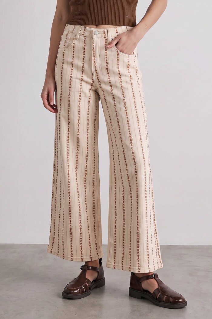 Jean Wide Leg Print Nacar