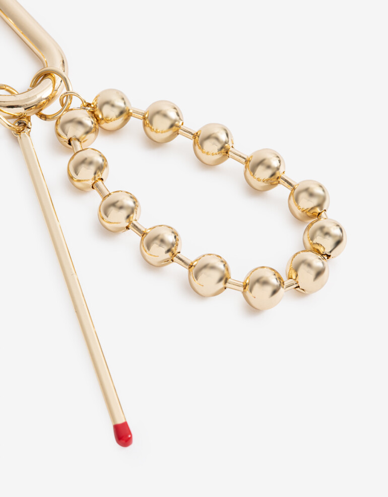 Llavero Metal Llavero Y Bag Charm Fósforo Metálico - Dorado