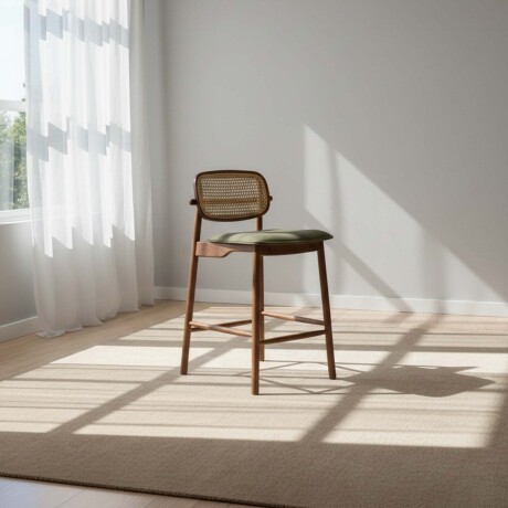 BUTACA BAR RATTAN-Y-MADERA VERDE DANIELLE