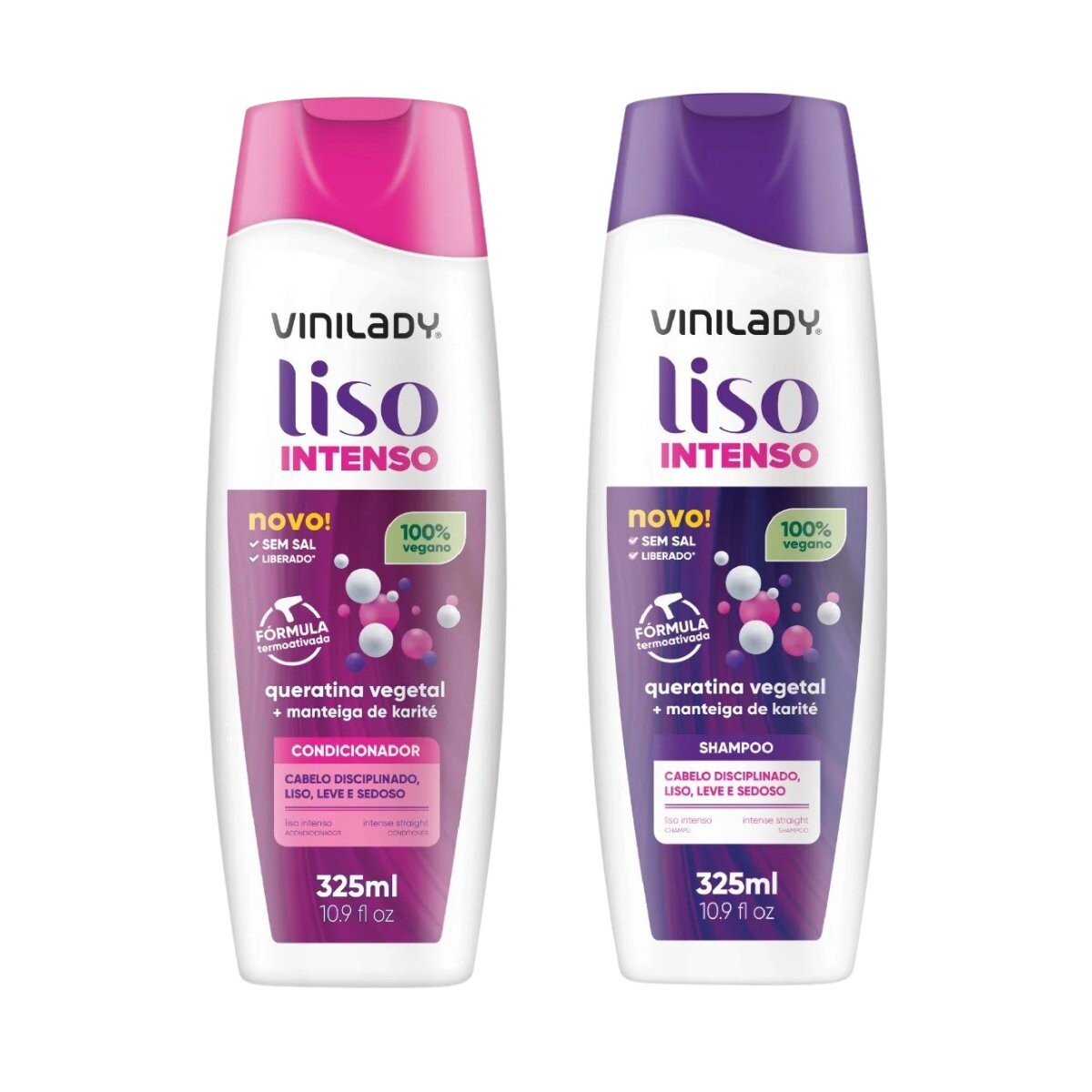 KIT SHAMPOO VINI LADY 325 ML + ACO 325 ML LISO INTENSO 
