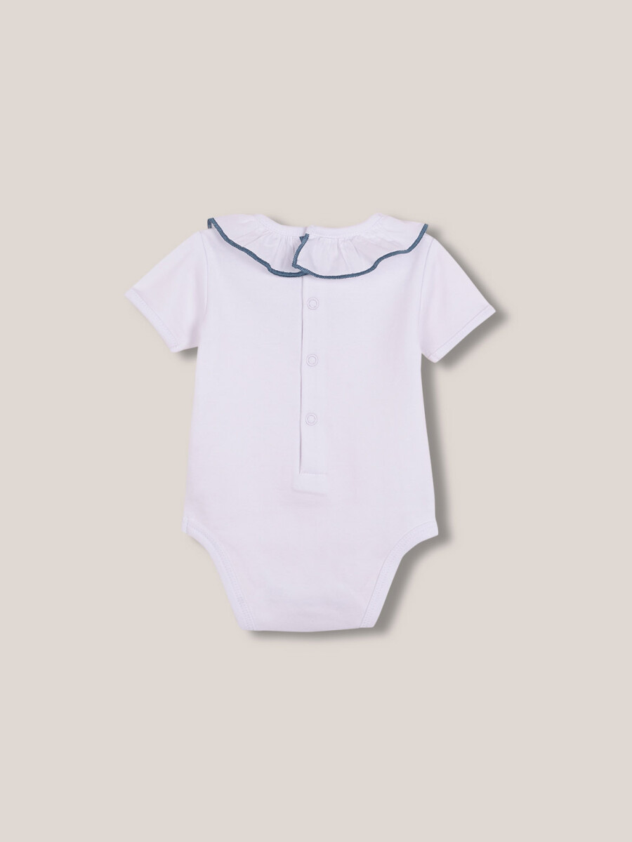 Body Con Cuello De Popelin Hilo A Contraste Blanco